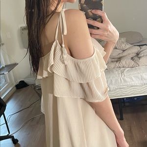 Blush Off-Shoulder Ruffle Shift Dress